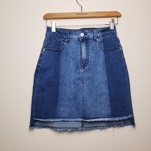 DAVI & DANI Jean Raw Hem Micro and Ultra Mini Skirt